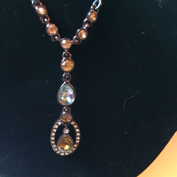 Givenchy Copper and Amber Rhinestone Necklace - Picture 2 of 8